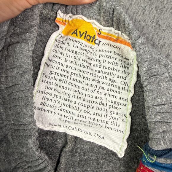 Aviator Nation 5-Stripe Sweatpants Womens Small Gray Joggers Embroidered Rainbow - Picture 4 of 9